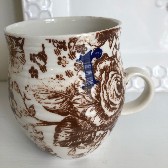 Anthropologie Homegrown Monogram Floral R Mug